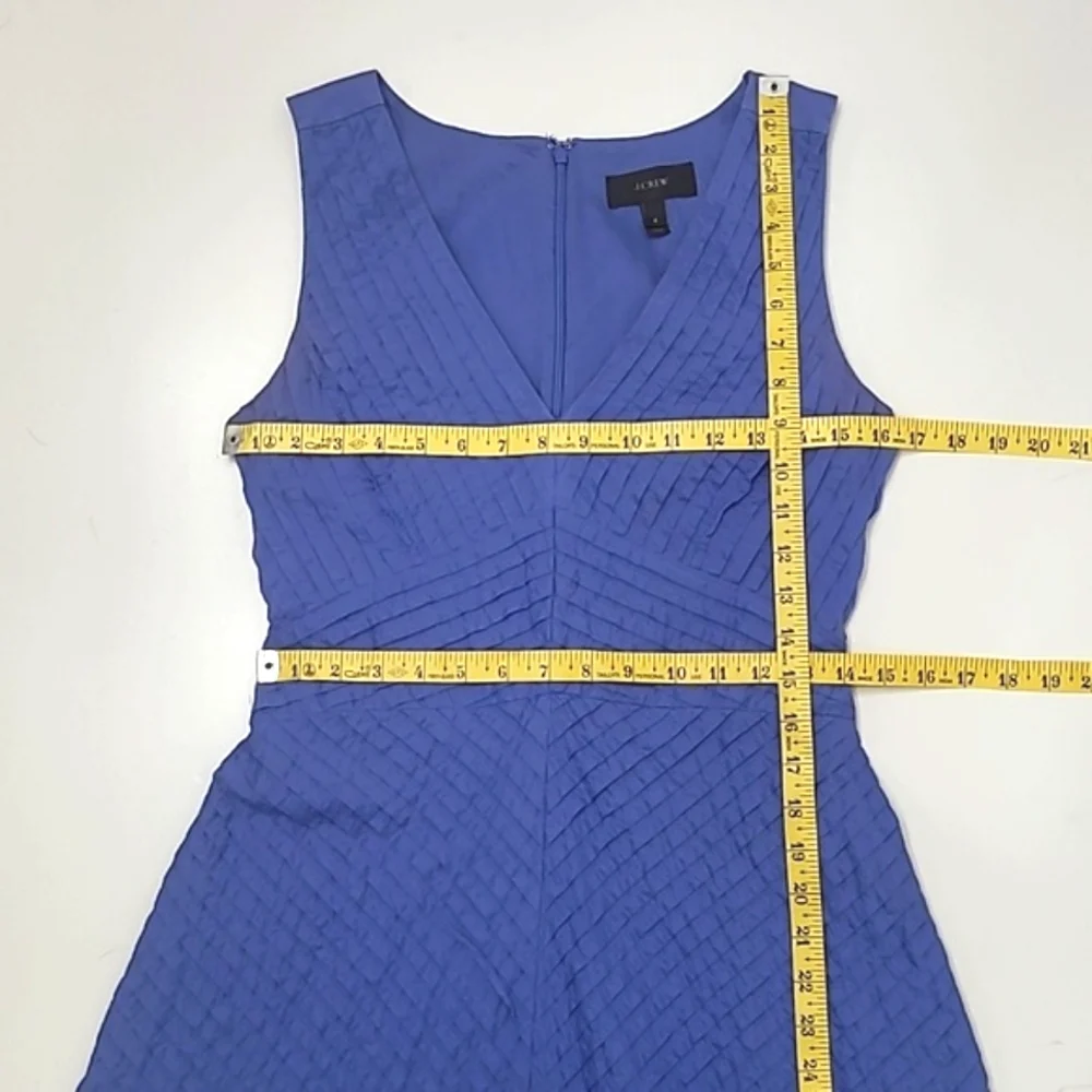 J. Crew Chevron Dress Pleated A Line Plunging V-Neck Sleeveless Above Knee Sz 6
